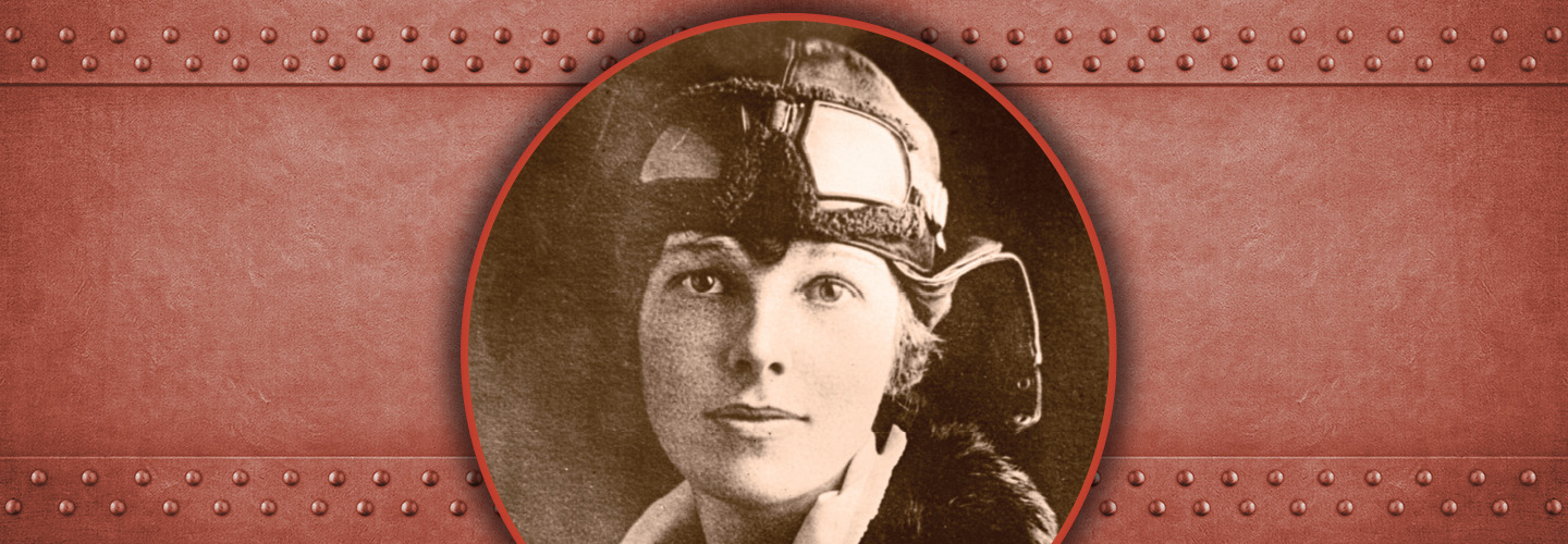 Sepia tone headshot of Amelia Earhart