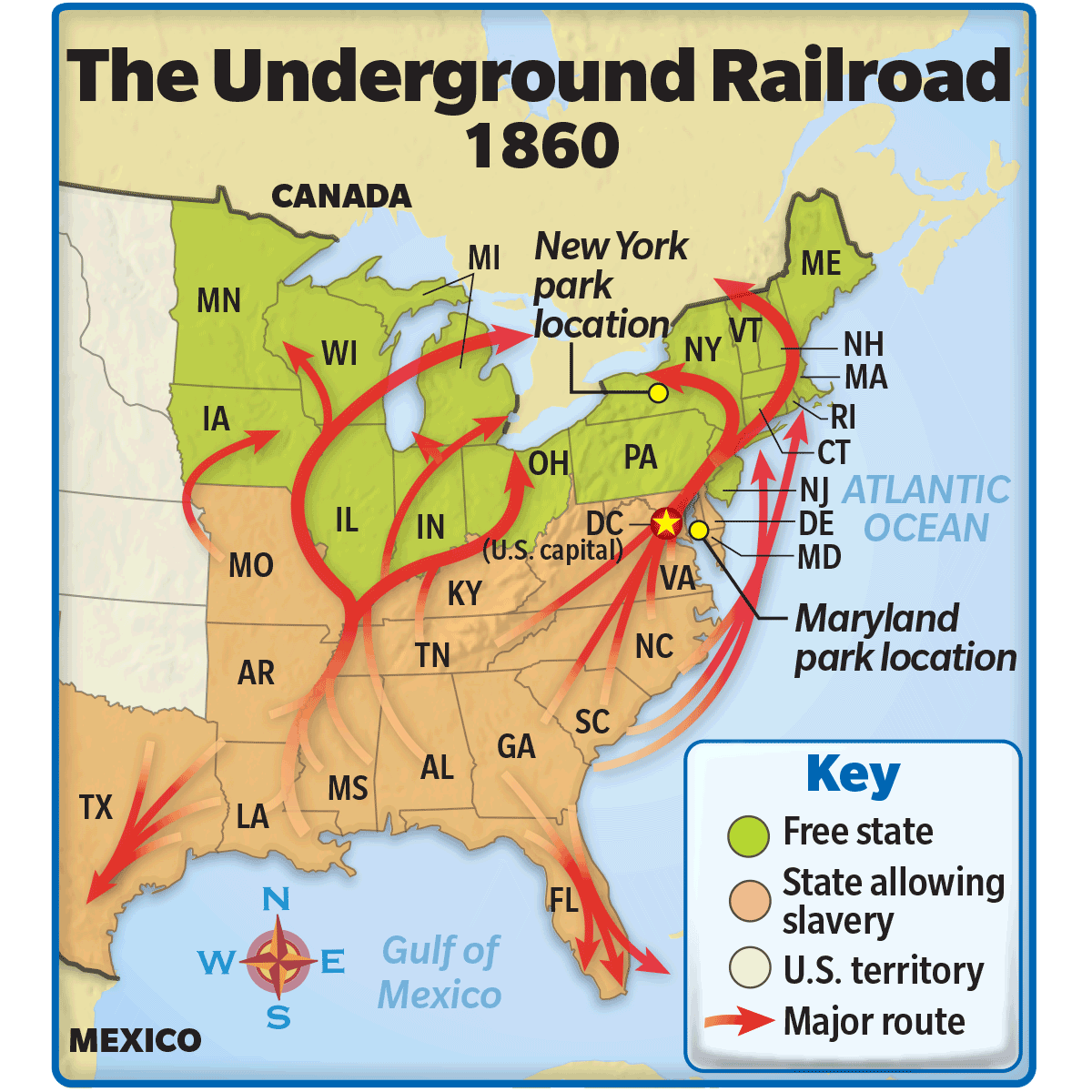 Underground Railroad Harriet Tubman Map